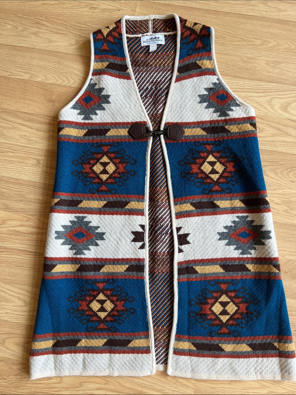 Womans Southwestern Cowgirl Long Sweater Vest - Pendleton Style